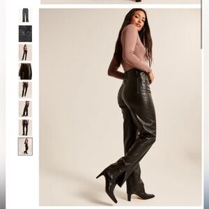 A&F Split-Hem Vegan Leather 90s Straight Pant